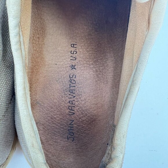 John Varvatos Men Size 7M Cream Washed Canvas Leather Pull On Laceless Shoes - Picture 13 of 15